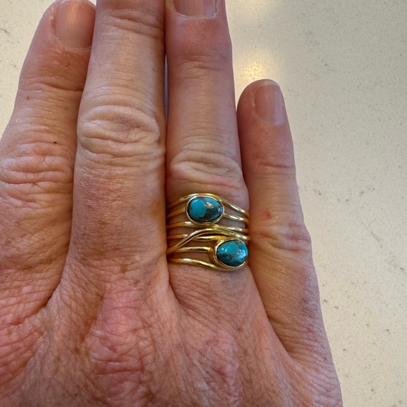 Ross Simons Turquoise and Gold Statement Ring - Picture 7 of 10